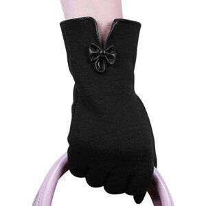Women's Black Winter Warm Fleece Lining Gloves Driving Texting Touch Screen